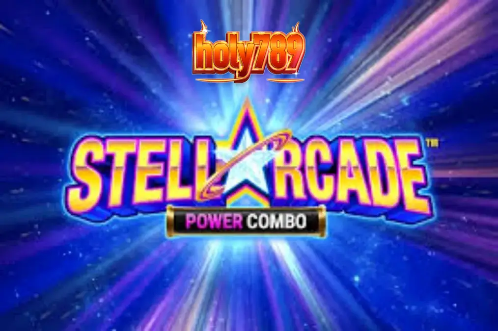 Tampilan visual neon dan ruang angkasa dari slot Stellarcade Power Combo